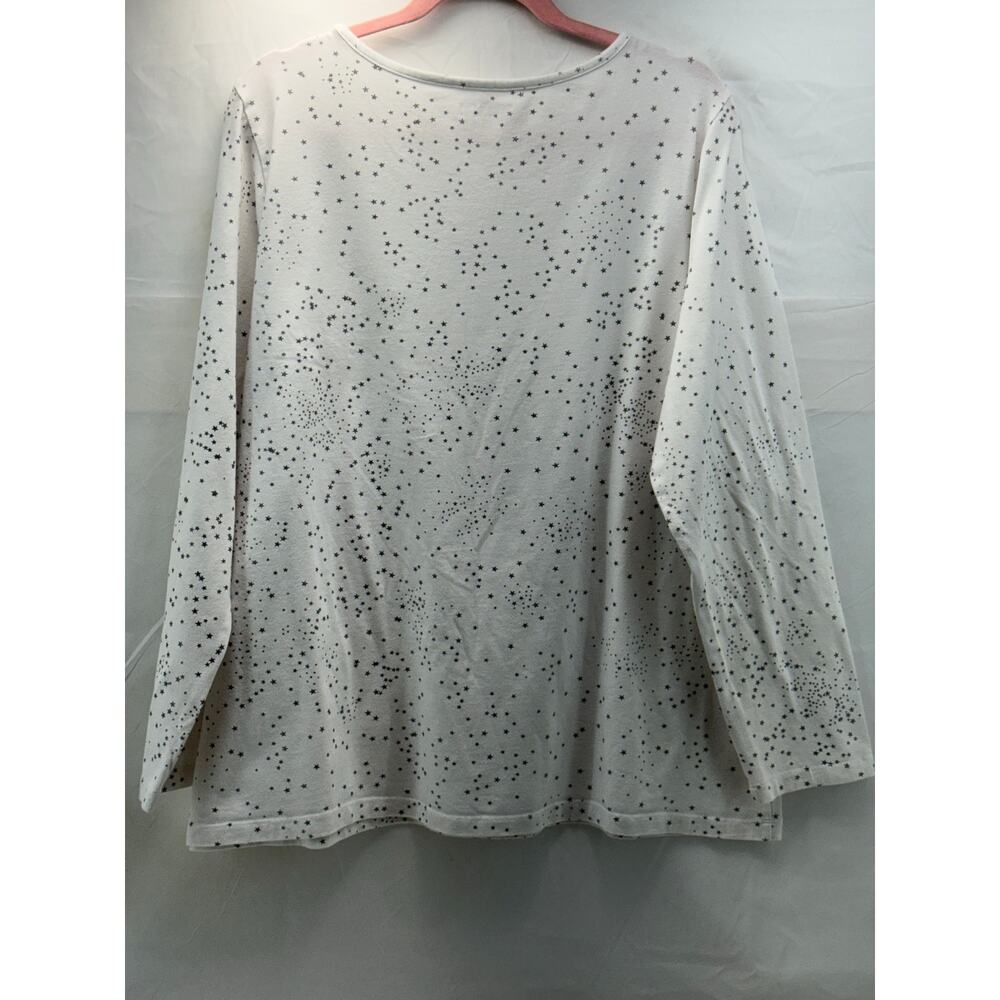 Coldwater Creek women’s 2X long sleeve T-shirt white/stars - Picture 2 of 9